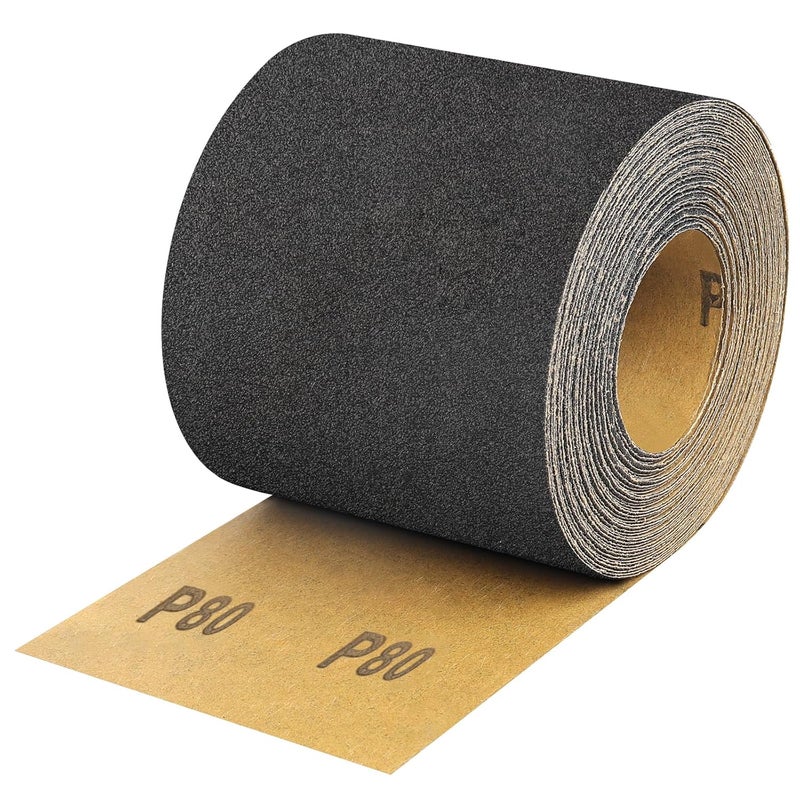 Shineboc 80 Grit Sandpaper Roll, 3-2/3" Wide 11 Yard Wet Dry Silicon Carbide Longboard Sand Paper for Automotive Metal Wood Sanding＆Polishing - Image 1